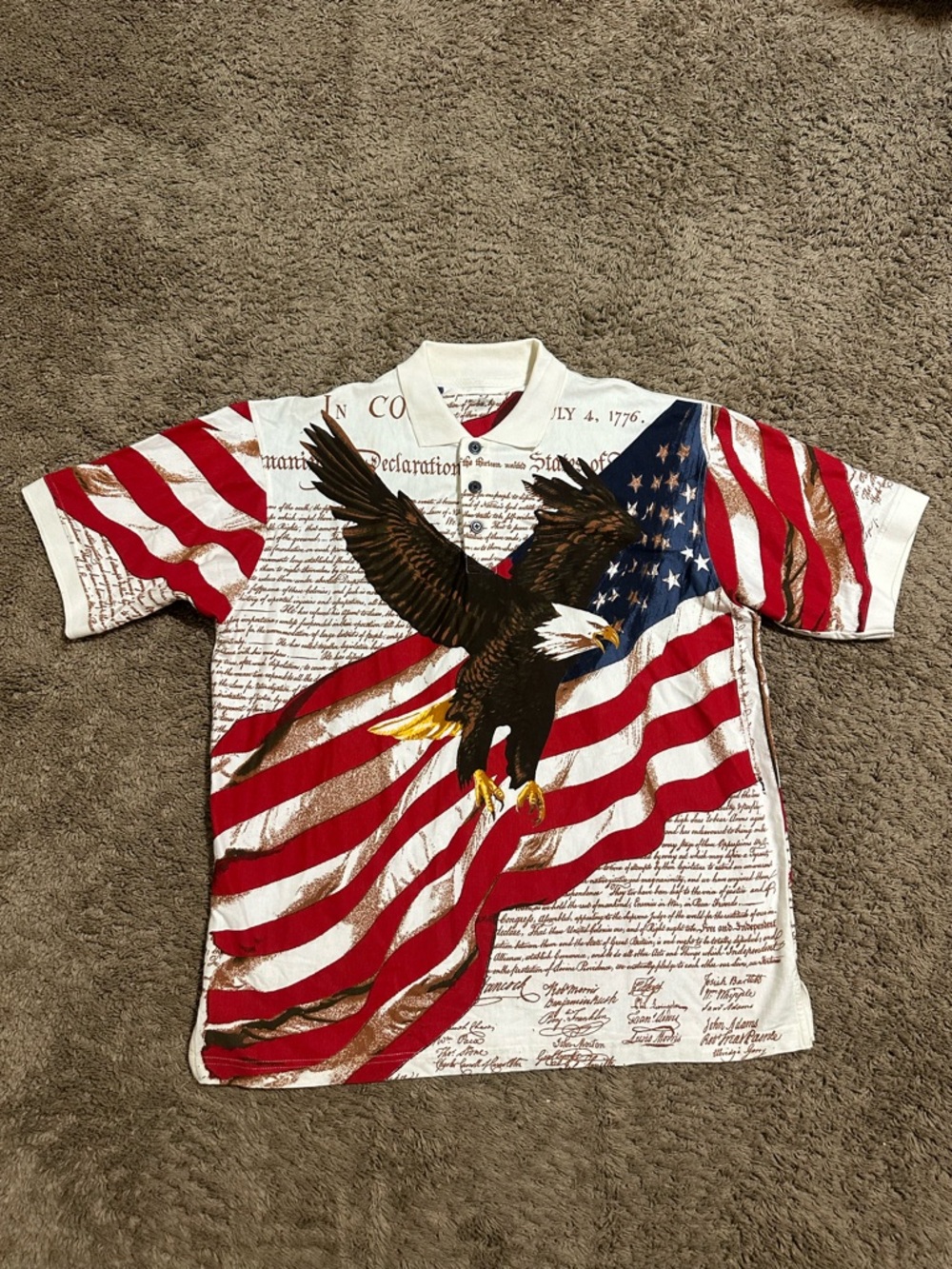 Vintage USA American flag “all over” polo shirt 00s size xl